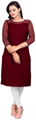 Maheshvi Women Self Design Straight Kurta(Maroon)