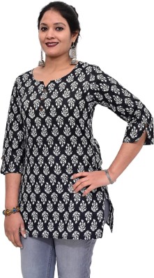 JAY'S ALONE FASHION Women Printed Straight Kurta(Black, White)