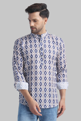 Voroxy Men Printed Straight Kurta(Dark Blue)