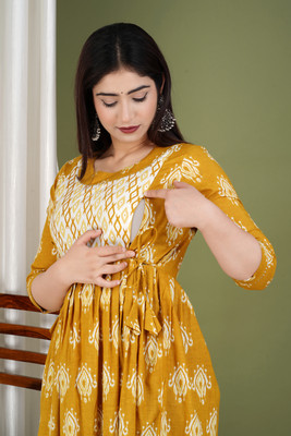 GULJIFASHION Women Maternity/Nursing Nighty(White)