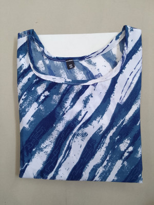 SANJUGARMENT Women Printed Straight Kurta(Blue, White)