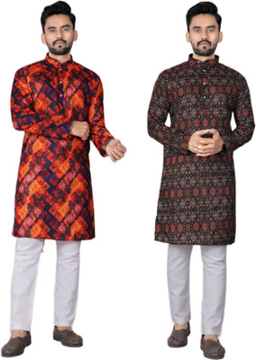 DHASU TRENDZ Men Printed Straight Kurta(Multicolor)