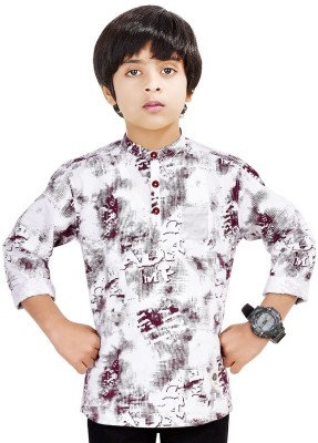 MADE IN THE SHADE Boys Self Design Straight Kurta(Red, White)