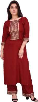 Sahiba creation Women Printed A-line Kurta(Maroon)