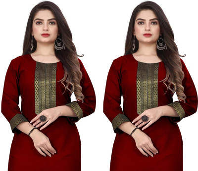 HF HOLYDAY FASHION Women Embellished Pathani Kurta(Maroon, Light Green)