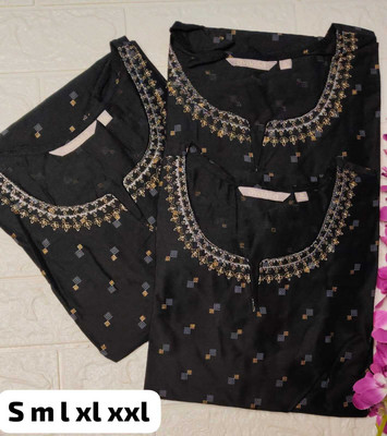 SM PRODUCTS Women Geometric Print A-line Kurta(Black)
