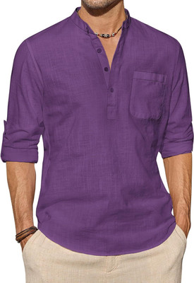 Univibe Men Solid Straight Kurta(Purple)