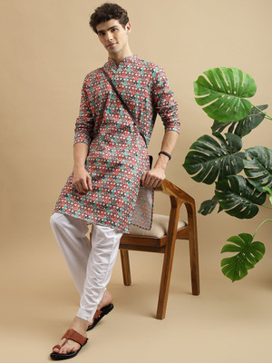 MOKOSH Men Printed Straight Kurta(Black)