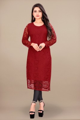 Lakshya Fashion Mart Women Self Design A-line Kurta(Maroon)