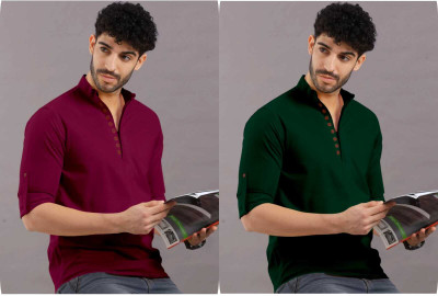 StoneHeart Men Solid Straight Kurta(Multicolor)