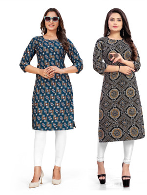 deshmi fashion Women Printed Straight Kurta(Multicolor)