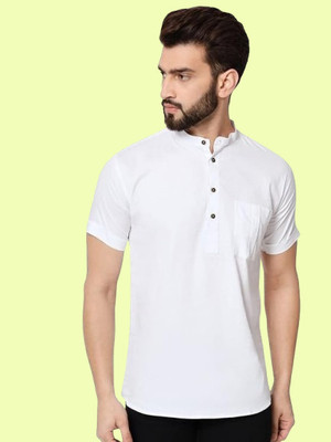 Super Westan Men Solid Straight Kurta(Black)