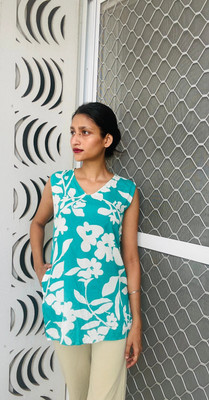 Majestykart Women Printed Straight Kurta(White, Blue)