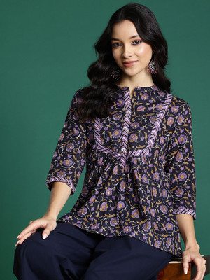 Sangria Women Printed A-line Kurta(Multicolor)