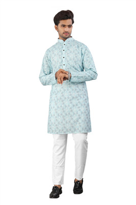 swara creation Men Chikan Embroidery A-line Kurta(Multicolor)