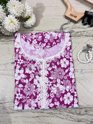 AURA CLOTHING Women Printed Straight Kurta(Pink, White)