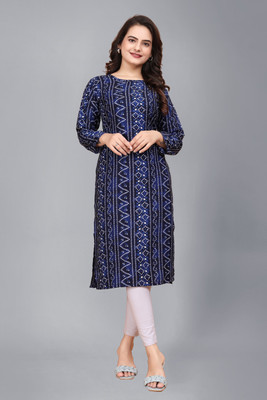SHREE INFINITY EXPORT Women Floral Print A-line Kurta(Blue)