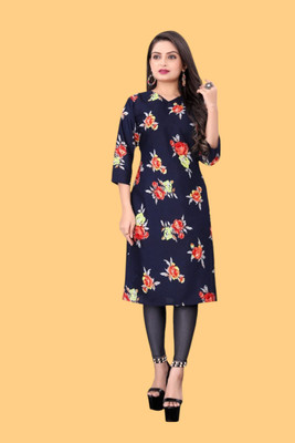 Tulsii Fab Women Printed Anarkali Kurta(Dark Blue)