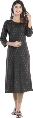 ORIMAD Women Printed Straight Kurta(Grey)