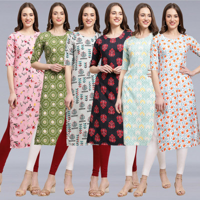 1 Stop Fashion Women Printed Straight Kurta(Multicolor)