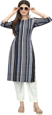 HouseOfCommon Women Striped Straight Kurta(Multicolor)