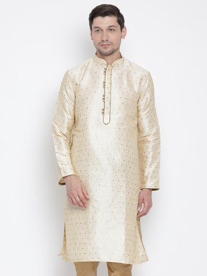 VASTRAMAY Men Woven Design Straight Kurta(Gold)
