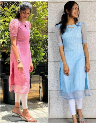 VHCK ENTERPRISE Women Embroidered A-line Kurta(Multicolor)