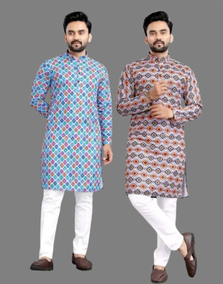 DHASU TRENDZ Men Printed Straight Kurta(Multicolor)