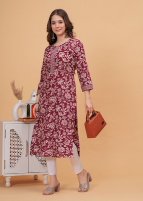 Dressar Women Fit and Flare Maroon Midi/Calf Length Dress