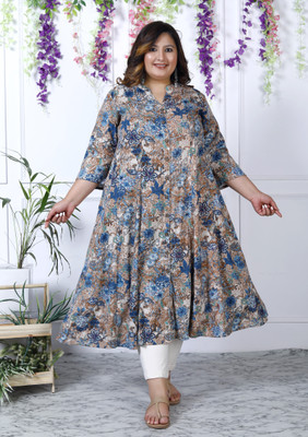 Swasti Women Printed Flared Kurta(Multicolor)