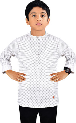 MADE IN THE SHADE Boys Printed Straight Kurta(White)