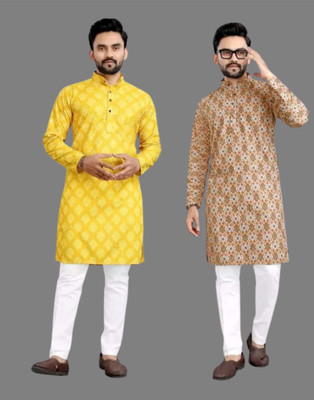 DHASU TRENDZ Men Printed Straight Kurta(Multicolor)