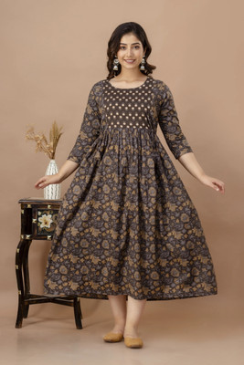 CHHOKRII Flared/A-line Gown(Brown)