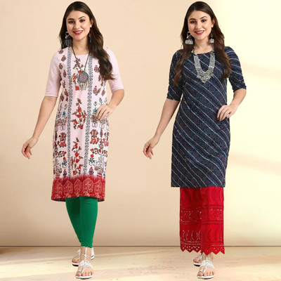 1 Stop Fashion Women Printed Straight Kurta(Multicolor)