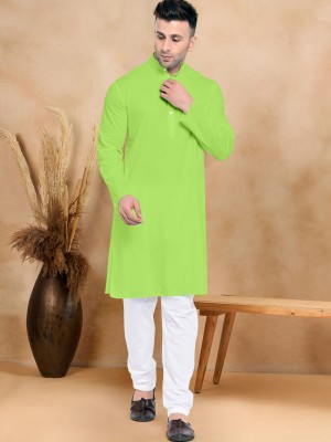 UDANI ENTERPRISES Men Solid Straight Kurta(Light Green)