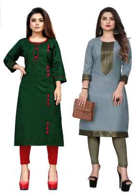 HEER CREATIONS Women Printed Straight Kurta(Multicolor)