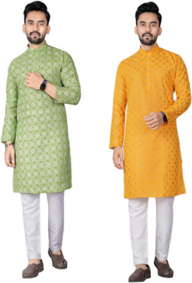 DHASU TRENDZ Men Printed, Woven Design Straight Kurta(Multicolor)