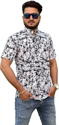 Rainbow Cloths Men Printed A-line Kurta(White, Black)