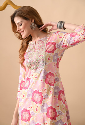 PHYSIL Women Printed Straight Kurta(Multicolor)