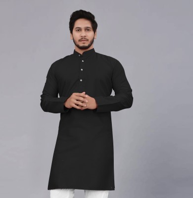 CELLUX Men Self Design Ethnic Dress Kurta(Black)