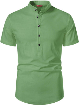 Yugnik Men Solid A-line Kurta(Light Green)