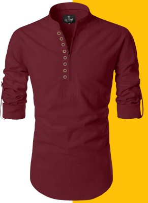 SOPANI Men Solid Straight Kurta(Maroon)