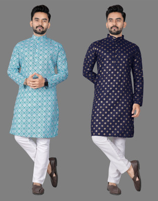 DHASU TRENDZ Men Printed Straight Kurta(Multicolor)