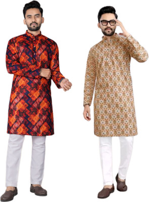 DHASU TRENDZ Men Printed Straight Kurta(Multicolor)