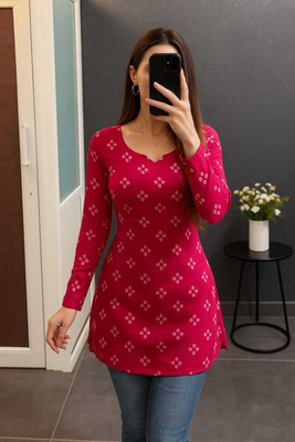ARISU Women Printed A-line Kurta(Pink)