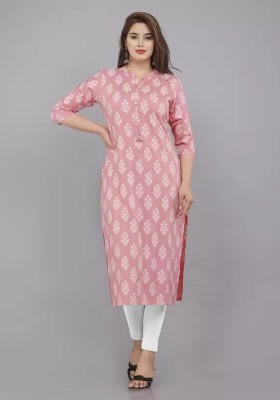 Badiwal Export Women Printed Straight Kurta(Pink)