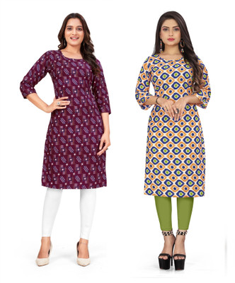 SUMITA SAREE Women Printed Straight Kurta(Multicolor)