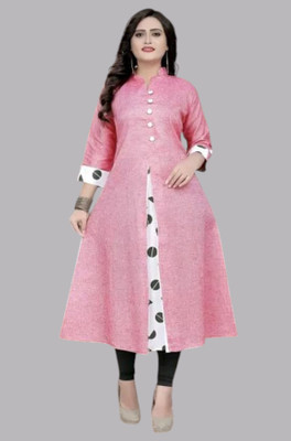Texpa Fashion Women Printed A-line Kurta(Pink)