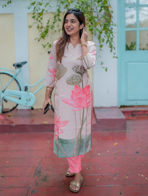 bindudi Women Floral Print A-line Kurta(Multicolor)