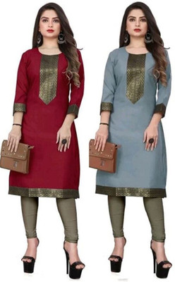 Maaa Meladi CreationS Women Solid Straight Kurta(Multicolor)